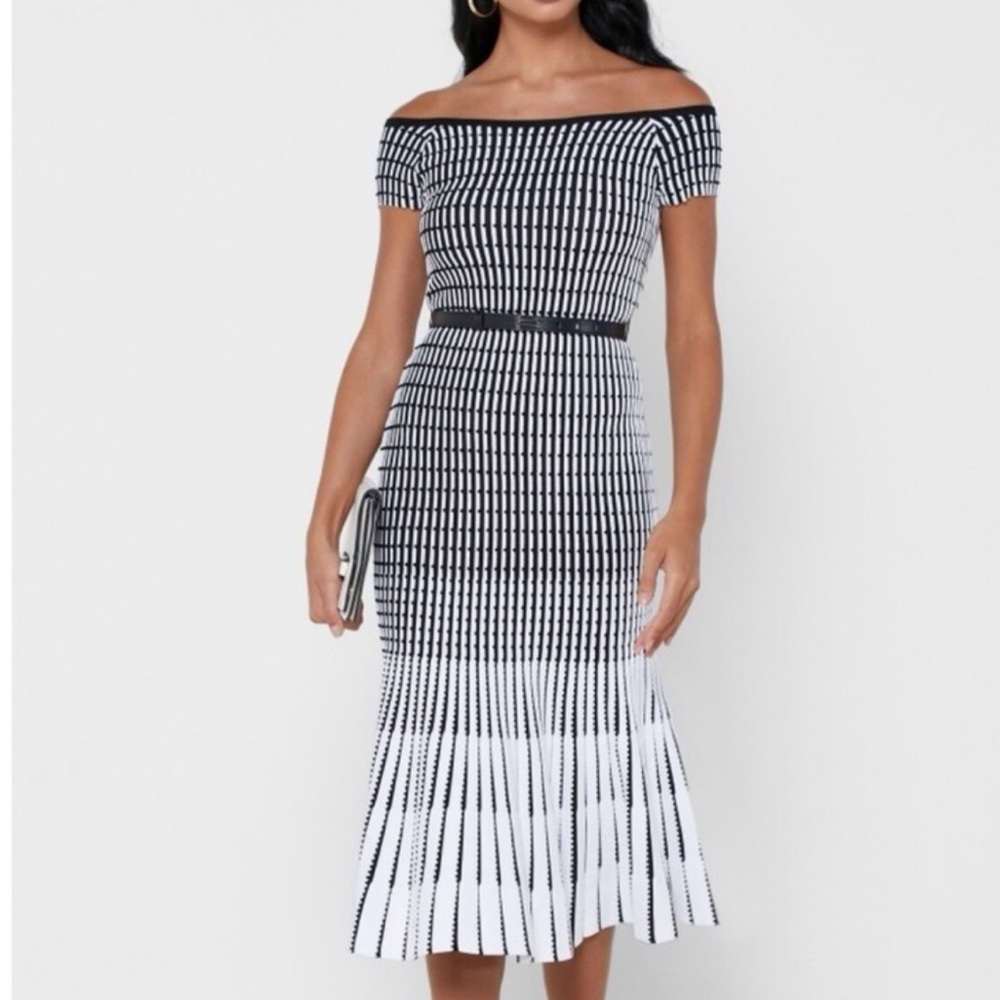 Ted Baker London Julii Dress in Black and White Stripe